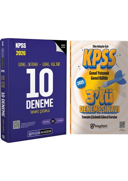 2026 Kpss Genel Yetenek Genel Kültür Tamamı Çözümlü 10 Deneme(Hibrit,240 Sayfa,1200 Soru)-Çözümlü 3 Deneme Hediye
