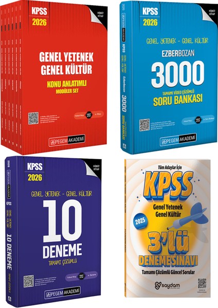 2026 Kpss Gygk Lisans Konu Anlatımlı 6 Kitap-Ezberbozan 3000 Çözümlü Soru Bankası-Çözümlü 10 Deneme-Çözümlü 3 Deneme Hediye