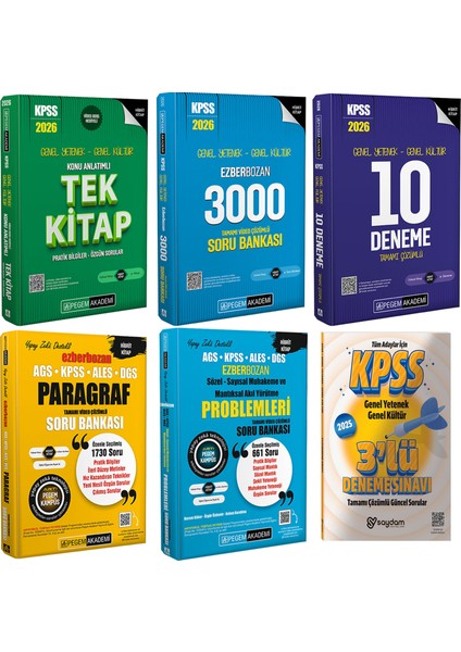 2026 KPSS GYGK Konu Anlatımlı Tek Kitap-Ezberbozan 3000 Soru Bankası-Çözümlü 10 Deneme-Akıl Yürütme(Sözel Sayısal Yetenek)-Paragraf-Çözümlü 3 Deneme Hediye