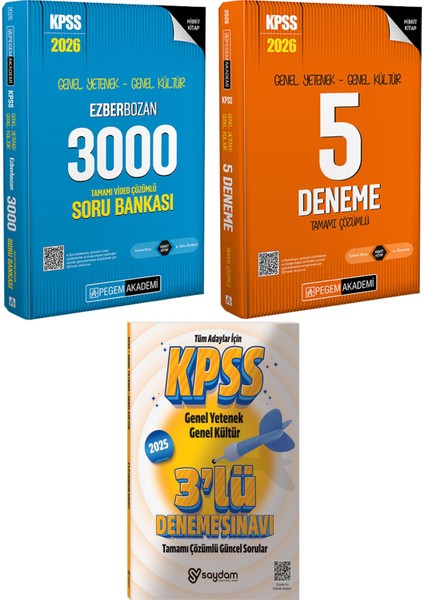 2026 Kpss Gygk Ezberbozan 3000 Video Çözümlü Soru Bankası-Çözümlü 5 Deneme-3 Deneme Hediye