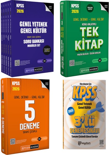 2026 KPSS GYGK Konu Anlatımlı Tek Kitap-Tamamı Çözümlü Soru Bankası 5 Kitap-5 Deneme-3 Deneme Hediye