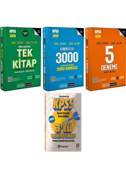 2026 Kpss Gygk Konu Anlatımlı Tek Kitap-Ezberbozan 3000 Video Çözümlü Soru Bankası-Çözümlü 5 Deneme-Çözümlü 3 Deneme Hediye