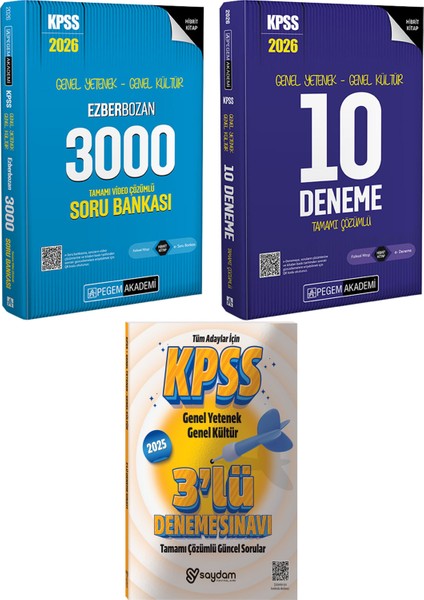 2026 Kpss Gygk Ezberbozan 3000 Video Çözümlü Soru Bankası-Çözümlü 10 Deneme-Çözümlü 3 Deneme Hediye