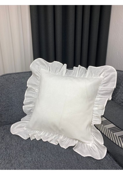 %100 Ham Pamuklu Keten Fırfılı Kırlent Kılıfı 43X43 cm fiyatları