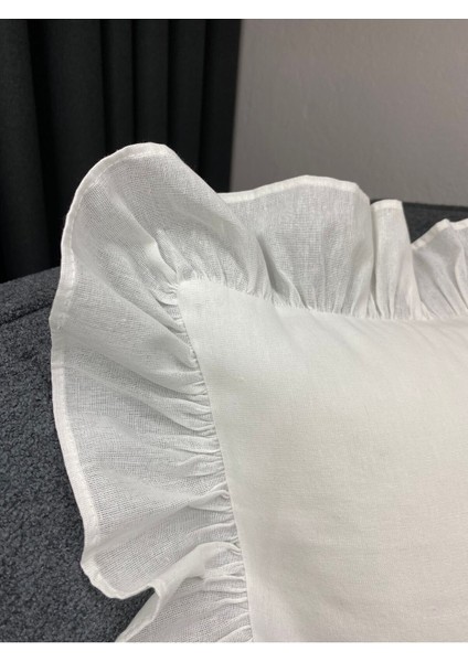 %100 Ham Pamuklu Keten Fırfılı Kırlent Kılıfı 43X43 cm modelleri