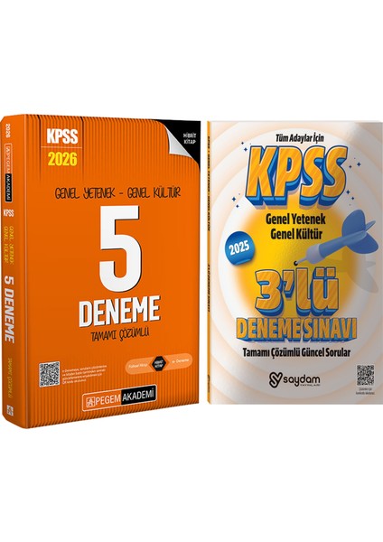 2026 Kpss Genel Yetenek Genel Kültür Tamamı Çözümlü 5 Deneme(Hibrit,120 Sayfa,600 Soru)-Çözümlü 3 Deneme Hediye
