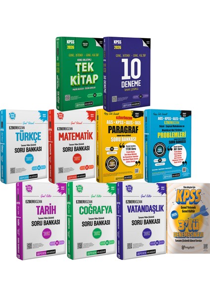 2026 Kpss Gygk Konu Anlatımı-Tüm Dersler Çözümlü Soru Bankası-Çözümlü 10 Deneme-Akıl Yürütme(Sözel Sayısal Mantık-Paragraf-Çözümlü 3 Deneme Hediye