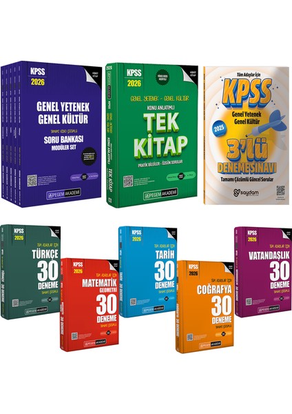 2026 KPSS GYGK Çözümlü Soru Bankası 5 Kitap-Konu Anlatımlı Tek Kitap-Tüm Dersler 30 Deneme-Çözümlü 3 Deneme Hediye
