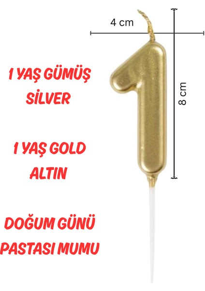 1 Yaş Gold Altın Sarı Renkli Doğum Günü Pastası Mumu - Gold Altın Sarı 1 Rakamlı Doğum Günü Mumu modelleri