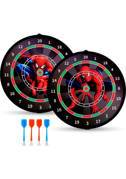 4 Oklu Mıknatıslı Spiderman Dart Seti Çift Yönlü Manyetik Dart Askılı Dartboard fiyatları