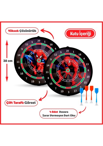 4 Oklu Mıknatıslı Spiderman Dart Seti Çift Yönlü Manyetik Dart Askılı Dartboard modelleri