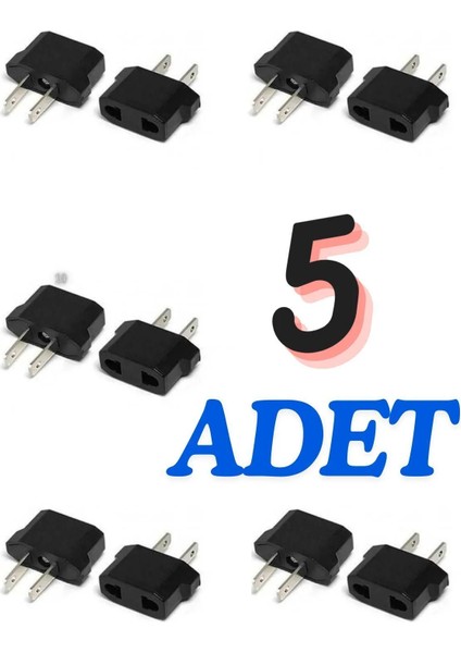 5 Adet Yüksek Kalite Türk Fişi - Amerika Fişi Çevirici Amerikan Fiş Dönüştürücü Seyahat Adaptörü