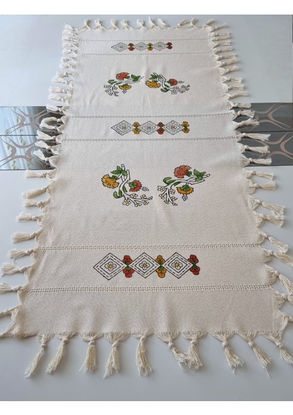 Otantik Desenli Tokat El Işi Tahtan Baskılı Buldan Kumaş Dikdörtgen Runner
