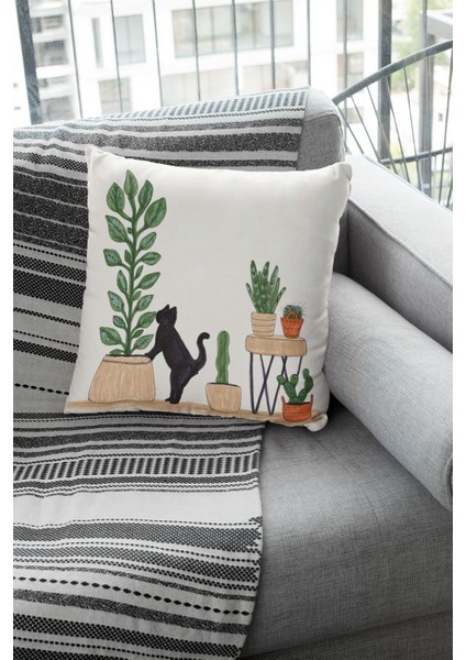 2'li Set 43X43CM Premium Tay Tüyü Leke Tutmaz Kumaş Çift Taraflı Kırlent Yastık Kılıfı Kaktüs KRL44 fiyatları