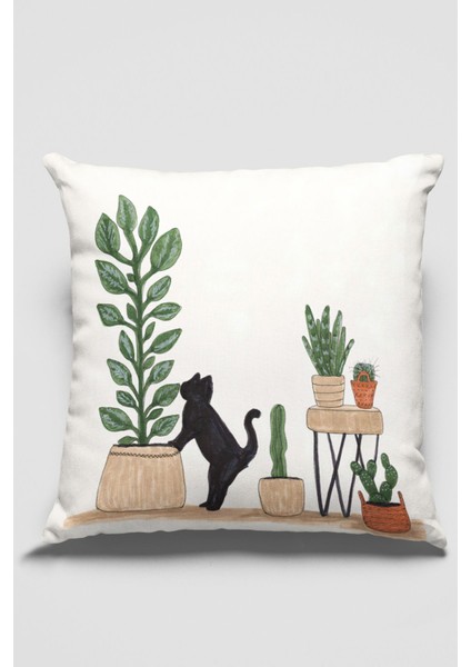 2'li Set 43X43CM Premium Tay Tüyü Leke Tutmaz Kumaş Çift Taraflı Kırlent Yastık Kılıfı Kaktüs KRL44 modelleri