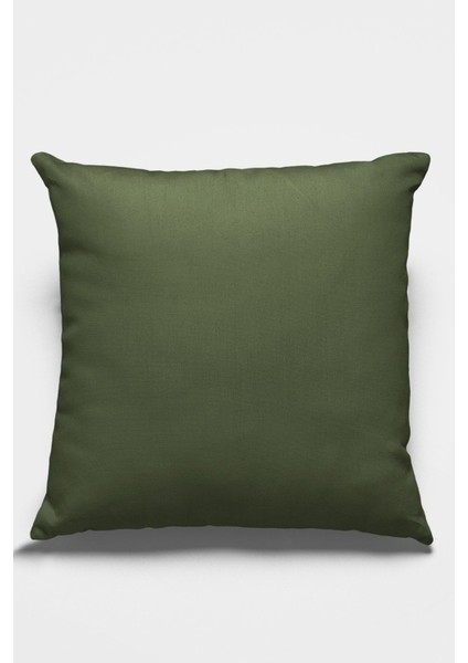 Haki Sade Kırlent Kılıfı Premium Tay Tüyü Döşemelik Kumaş Tek Renk Düz 43X43CM KRL024