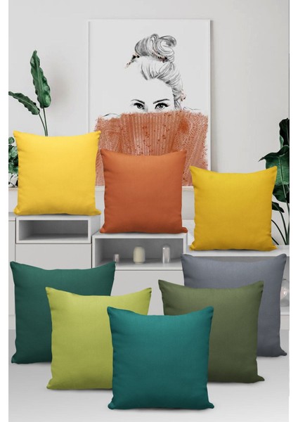 Haki Sade Kırlent Kılıfı Premium Tay Tüyü Döşemelik Kumaş Tek Renk Düz 43X43CM KRL024 modelleri
