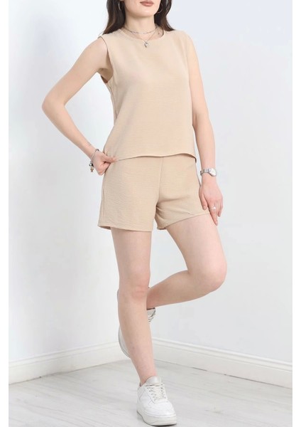 Şortlu Ayrobin Takım Bej modelleri