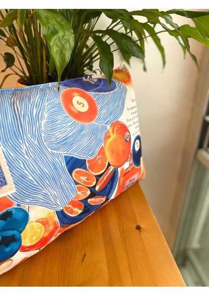 Yaz Temalı Turuncu - Mavi Süet Çift Taraflı Dijital Baskı Dekoratif Kırlent Kılıfı - 30 x 50 cm fiyatları