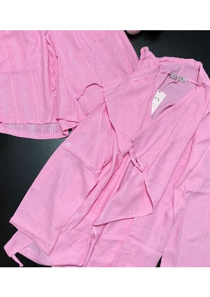Pembe Şort Kimono Takım