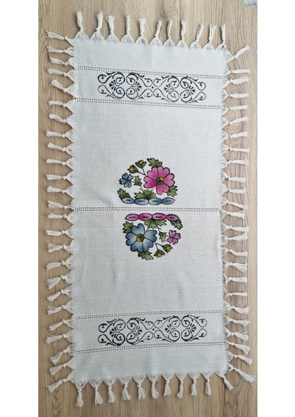 Otantik Desenli Tokat El Işi Tahtan Baskılı Buldan Kumaş Şemen Runner (40X90)
