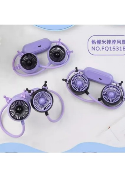 Sanrio Kuromi Taşınabilir Şarjlı Boyun Fanı Vantilatör 3 Kademeli indirimleri