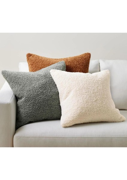 Ekru Buklet Peluş Yumuşak Dokulu Kırlent Kılıfı , 1 Adet 43 x 43 cm indirimleri