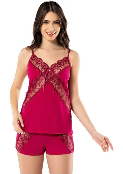 Kadın Ip Askılı Dantel Detaylı Şortlu Gecelik Takımı indirimleri