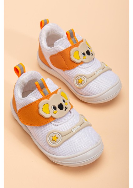 Şirinbebe Ortopedik Erkek Bebek Ilkadım Ayakkabı Beyaz Cırtlı Anorak