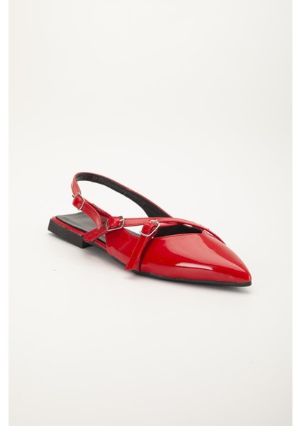 Badın Babet Kırmızı Rugan Çapraz Bantlı Arka Açık Sivri fırsatları