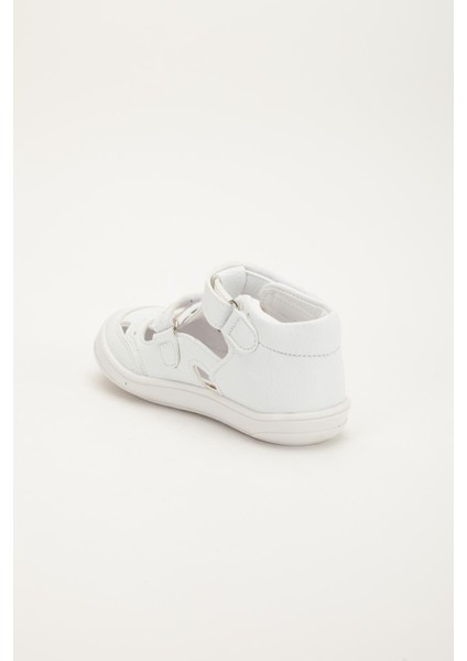 Şirinbebe Ortopedik Erkek Bebek Ilkadım Ayakkabı Beyaz Çift Cırtlı Yan Açık fırsatları