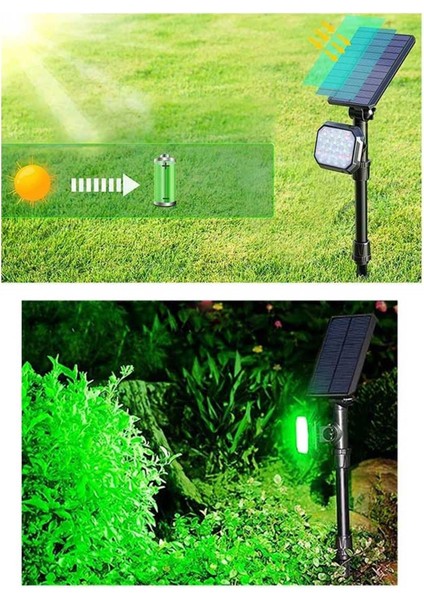 22W Solar Çim Armatürü - Güneş Enerjili, Fotoselli, IP65 Suya Dayanıklı 2 Modlu Bahçe Lambası modelleri