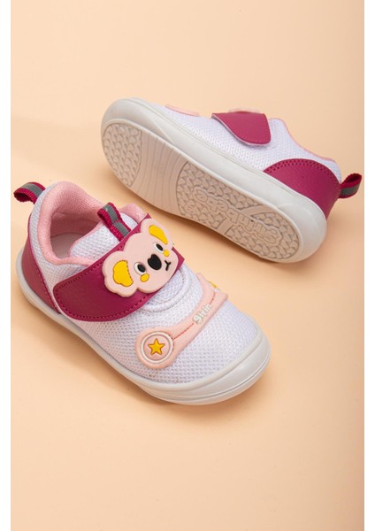Şirinbebe Ortopedik Kız Bebek Ilkadım Ayakkabı Fuşya Cırtlı Anorak