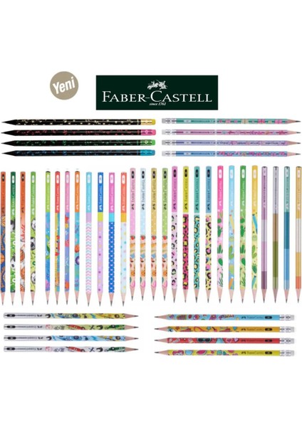 Faber Castell Faber Castel Lüx Mercanlı Silgili Karışık Yuvarlak Kurşun Kalem 6 Adet