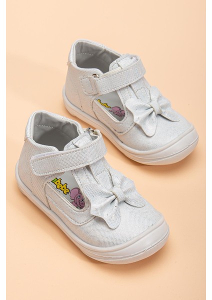 Şirinbebe Ortopedik Kız Bebek Ilkadım Ayakkabı Beyaz Direkli Fiyonklu