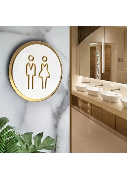 Gold Pleksi Wc Tabelası 3’lü Set - Yapışkanlı, Şık ve Dayanıklı Tuvalet Işaretleri