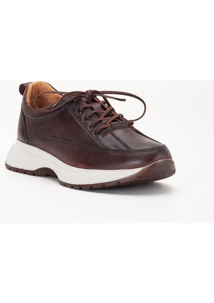 Hakiki Deri Erkek Günlük Ayakkabı Kahve Elastik Bağcıklı Kalın Taban modelleri