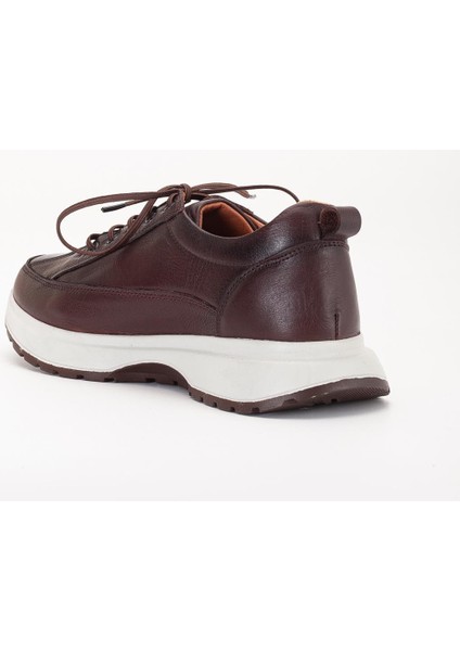Hakiki Deri Erkek Günlük Ayakkabı Kahve Elastik Bağcıklı Kalın Taban fırsatları