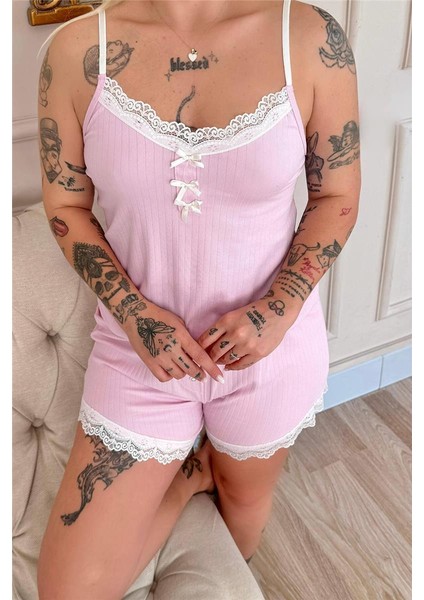 Pembe Dublin Ip Askı Şortlu Kadın Pijama Takımı indirimleri