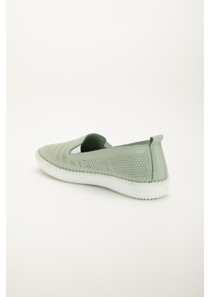 Hakiki Deri Ortopedik Kadın Günlük Ayakkabı Yeşil Bağsız Lazer Baskılı indirimleri