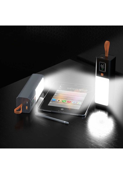 Işık Kaynağı: 20000 Mah Powerbank, Type-C ve USB Girişli, Hızlı Şarj, El Feneri, Dijital Göstergeli