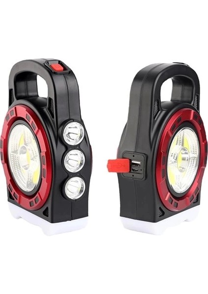 P- 6678C Dış Mekan Solar Şarj Işığı Çok Fonksiyonlu Projektör Hazine Güçlü Işık El Feneri