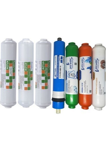 Purefer Kapalı Kasa Su Arıtma Cihazlarına Uyumlu Global Water Mebranlı Alkali + Mineral 7 Li Set