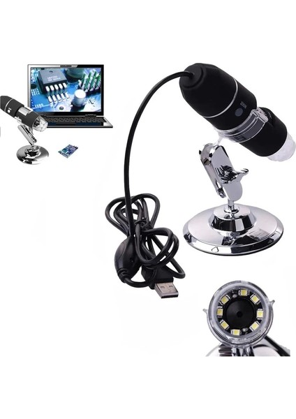1600X USB Dijital Mikroskop Kamera Endoskop 8led Büyüteç Metal Standı