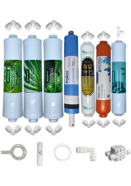 Puricom Kapalı Kasa Su Arıtma Cihazlarına Sertifikalı 7li B12 Alkali+ Pallas Mebran Mineral
