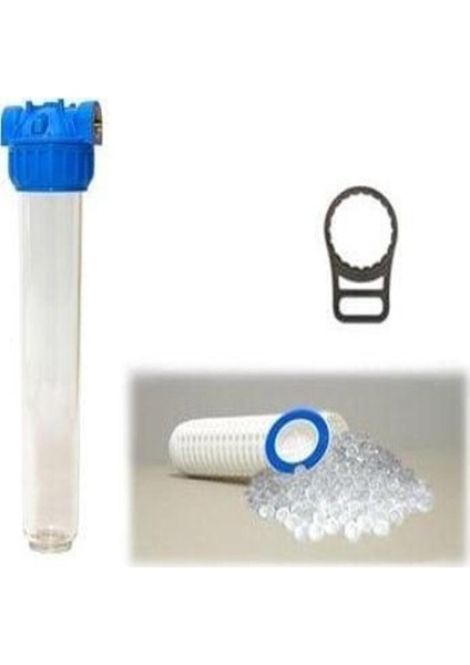 Aquafer 20 Inç Silifoz Kireç Önleyici Yıkanabilir Su Filtre 1.1/4 Inc 100 Mikron