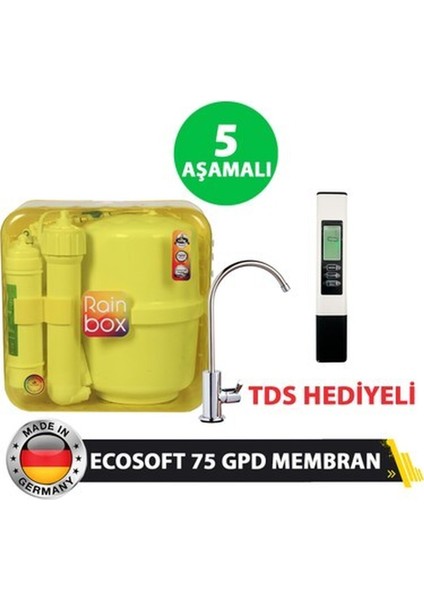 5 Aşamalı Rainbox Su Arıtma Cihazı (Sarı) + Tds