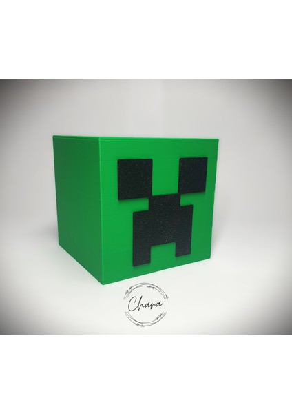 Minecraft Creeper Glowbox Gece Lambası | LED Işıklı, 9x9 Cm, Pilli Küp Lamba