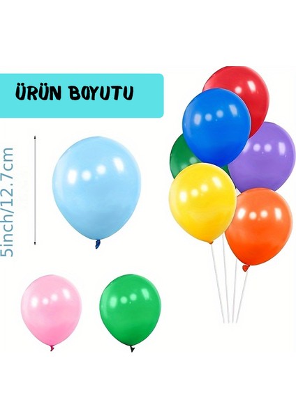 10 Adet 5 Inç 12 cm Mavi Balon Doğum Günü Balonu Mini Balon