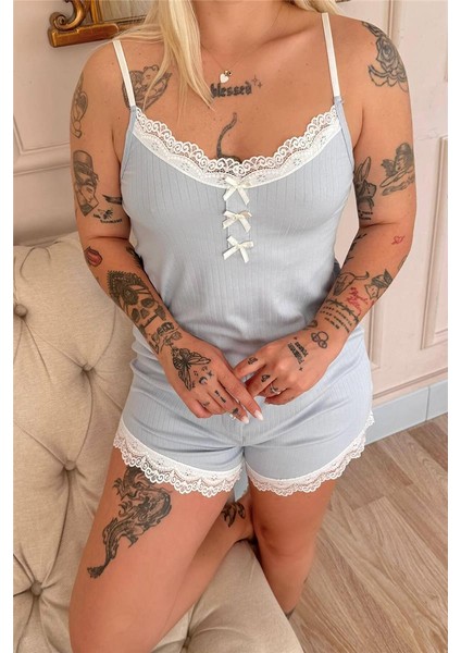 Mavi Dublin Ip Askı Şortlu Kadın Pijama Takımı indirimleri